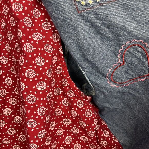 At Last Woman Size 22/24W Denim Button Up Shirt Hearts Embroidery Cottage Granny - Picture 2 of 13
